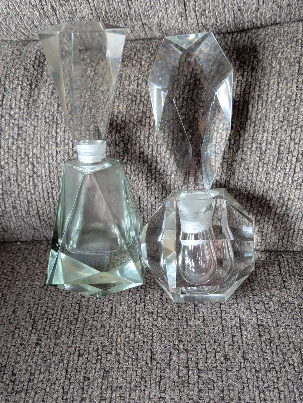 Clear Crystal Faceted Decorative Vases - Set of 2